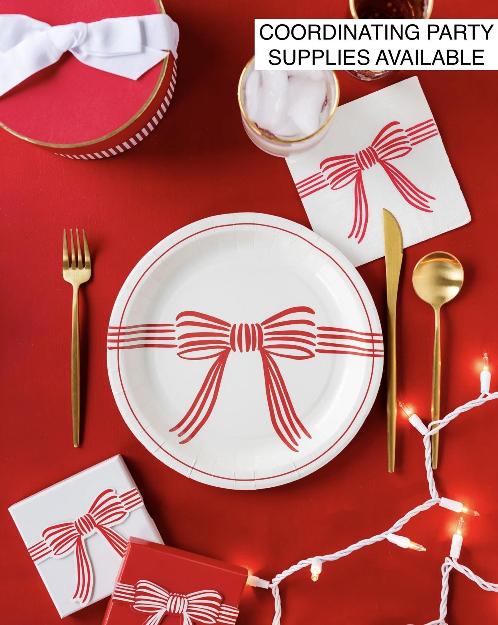 Red Bow Paper Napkins 24ct - Stesha Party