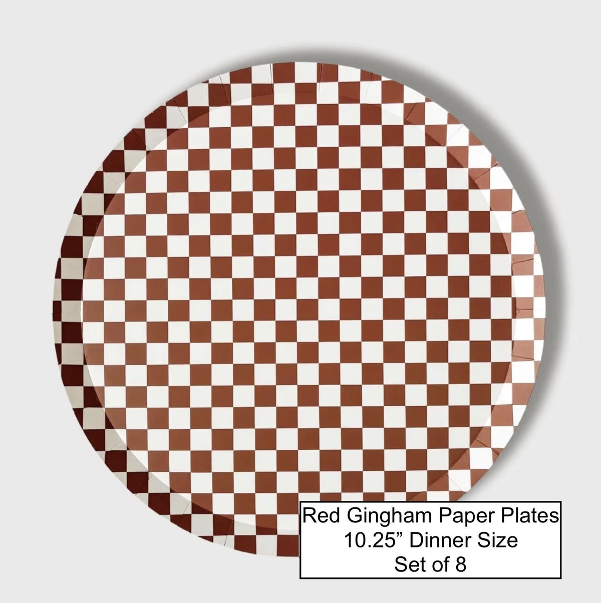 Red Checkered Paper Plates 8ct - Stesha Party