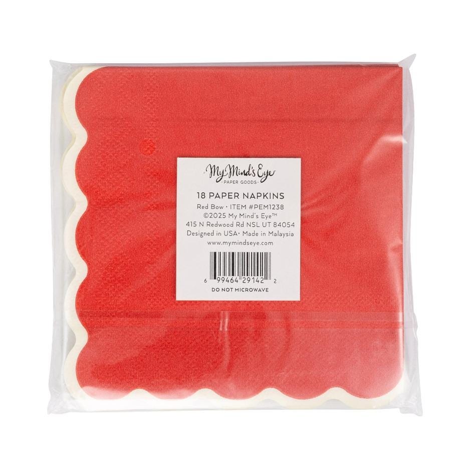 Red Christmas Bow Cocktail Napkins - Stesha Party