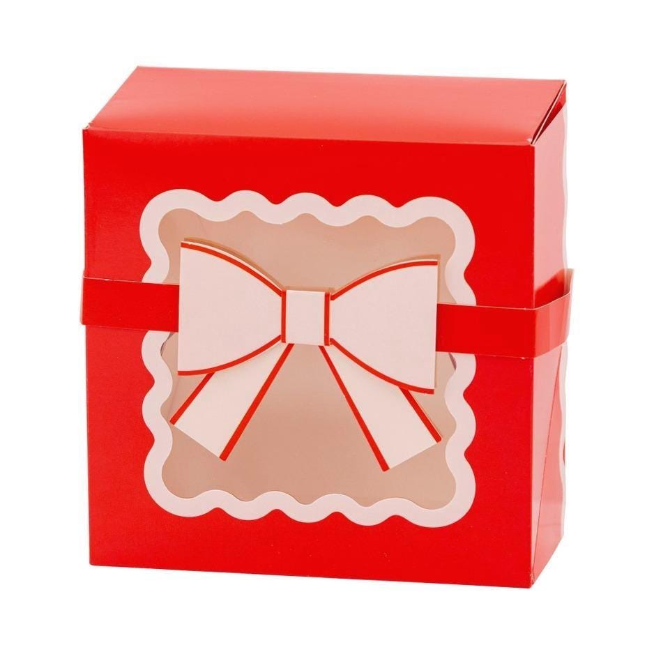Red Christmas Cookie Gift Boxes with Bow - Stesha Party