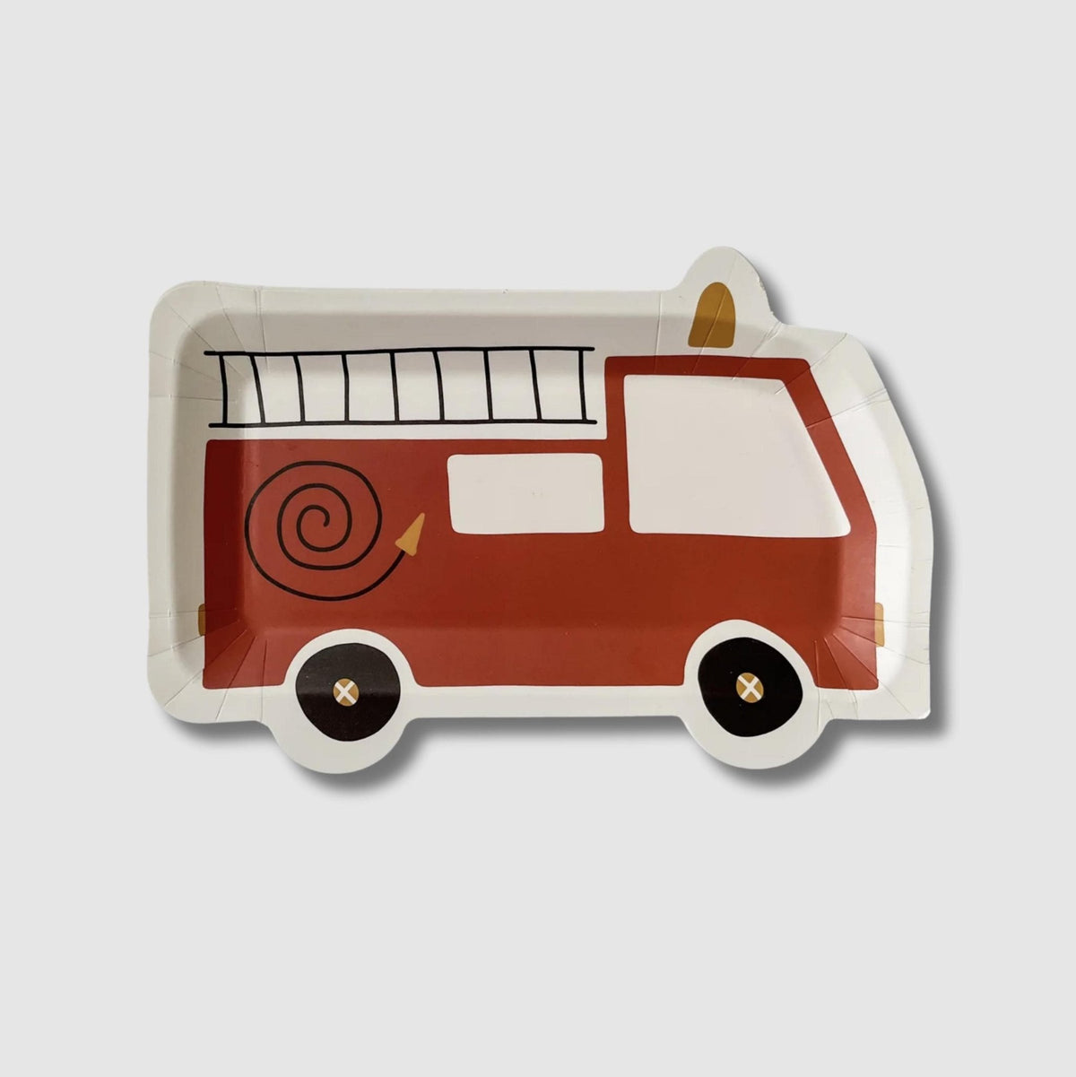 Red Firetruck Shaped Paper Plates 8ct - Stesha Party