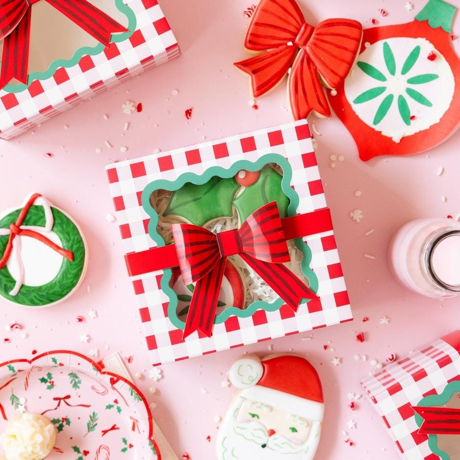 Red Gingham Cookie Boxes with Window 6ct - Stesha Party