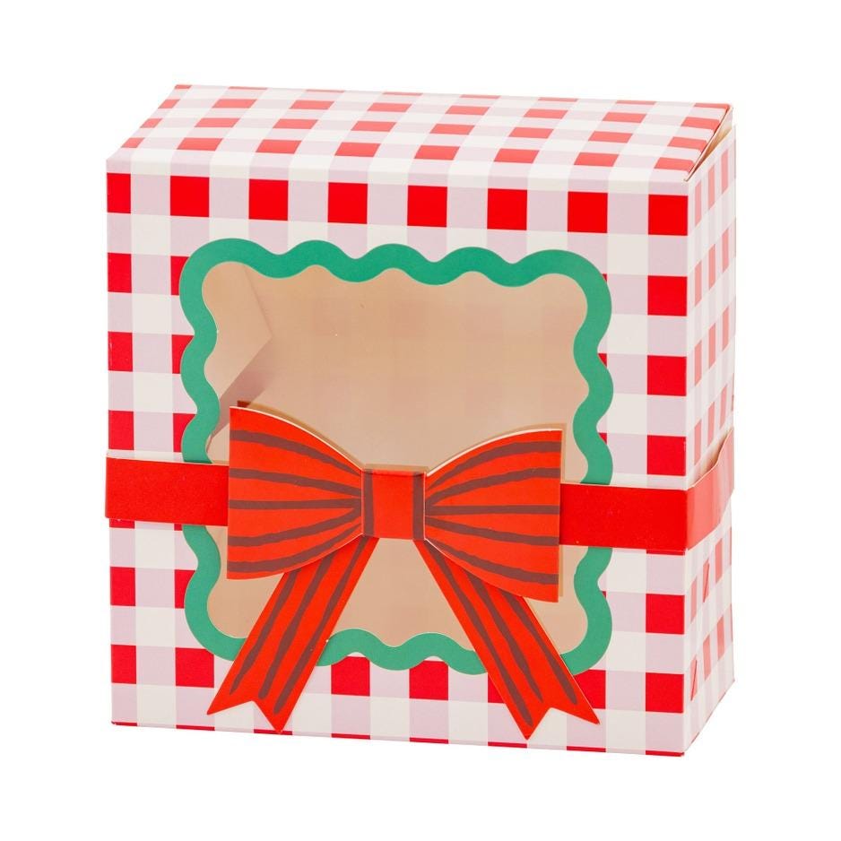 Red Gingham Cookie Boxes with Window 6ct - Stesha Party