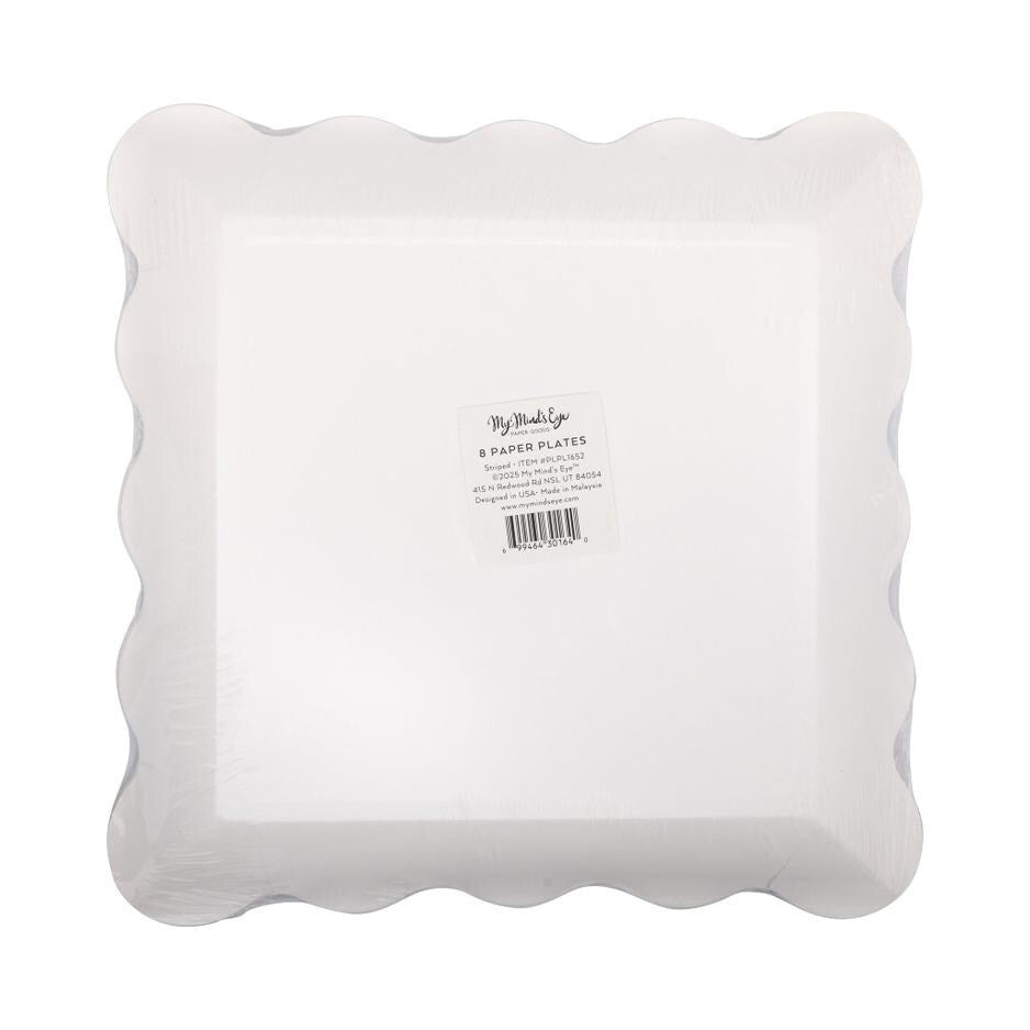 Red & Green Striped Christmas Paper Plates - Stesha Party