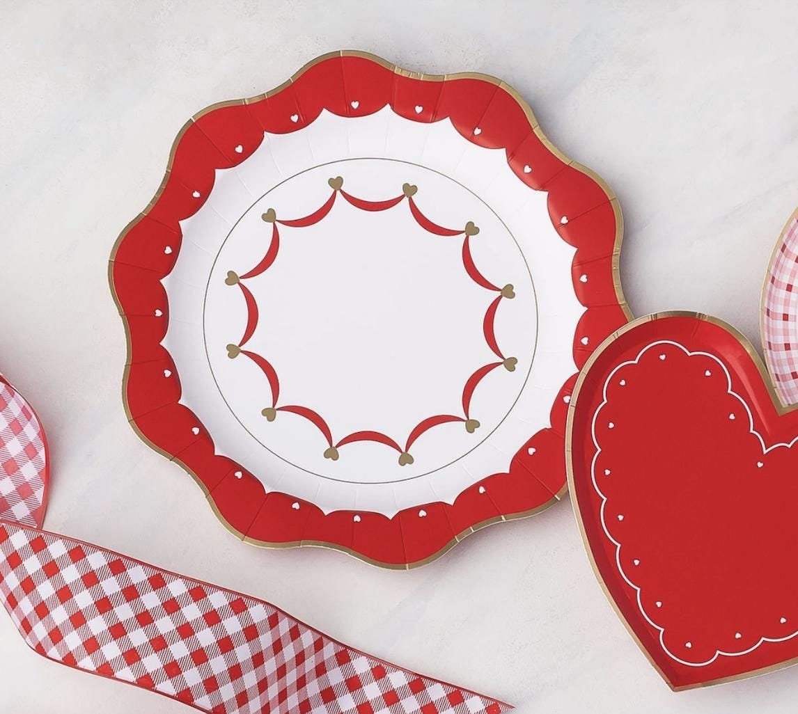 Red Heart Party Plates - Stesha Party
