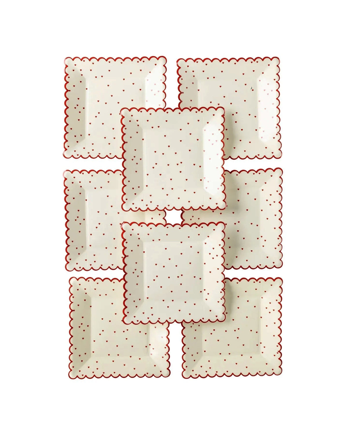 Red Hearts Scalloped Dessert Plates 8ct - Stesha Party