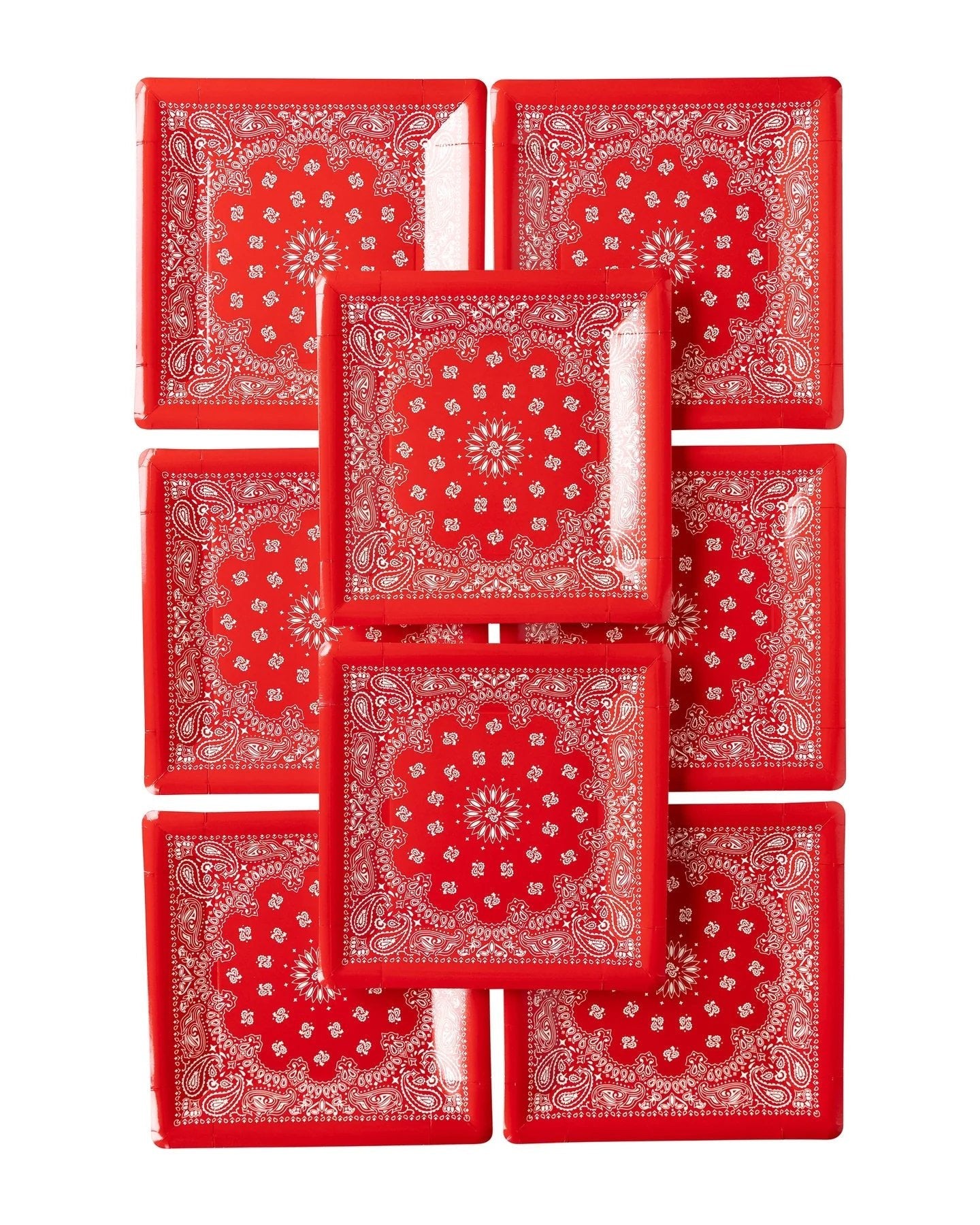 Red Paisley Bandana Plates - Stesha Party