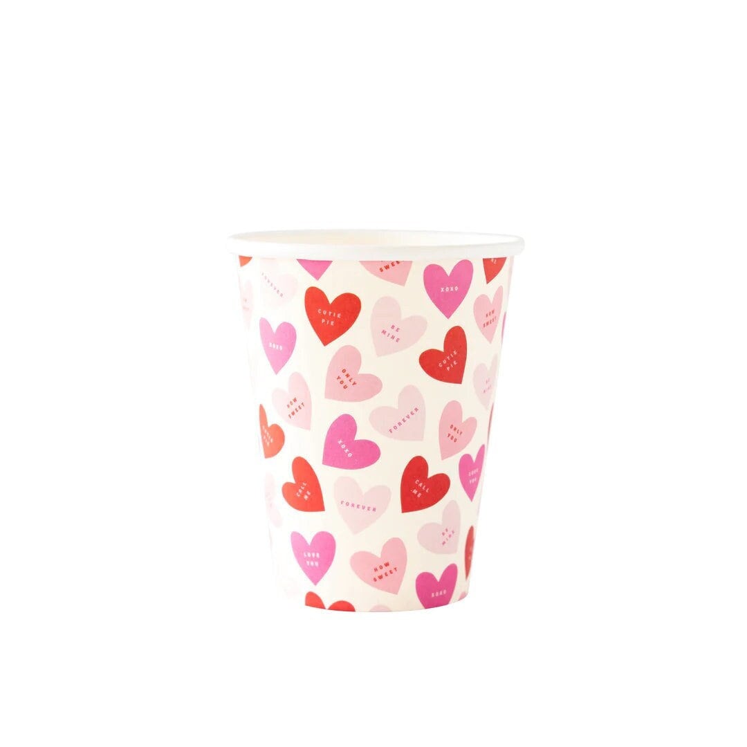 Red & Pink Conversation Hearts Cups - Stesha Party