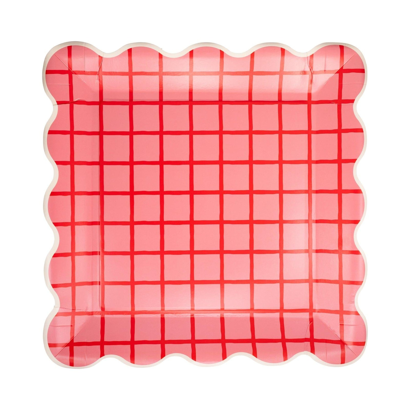 Red Pink Grid Party Plates 8ct - Stesha Party