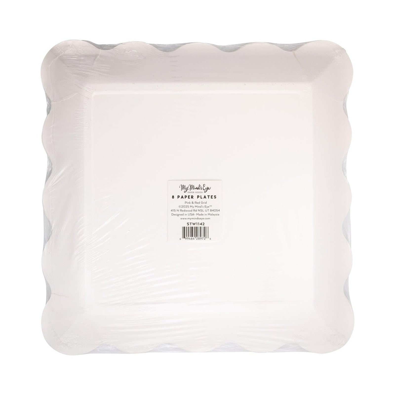 Red Pink Grid Party Plates 8ct - Stesha Party