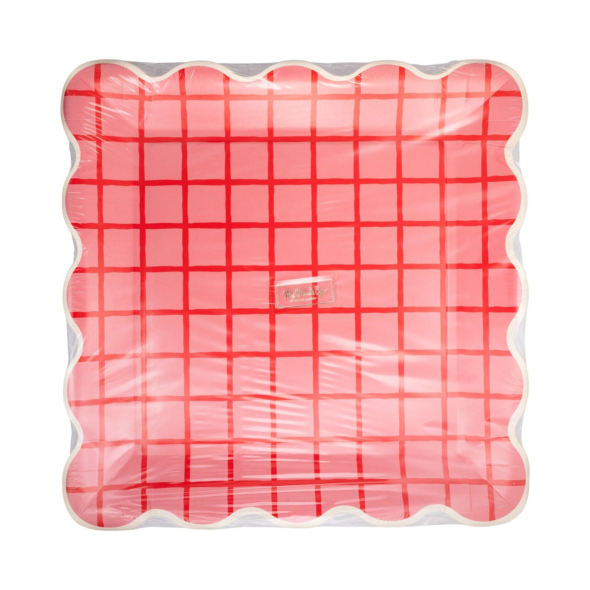 Red Pink Grid Party Plates 8ct - Stesha Party