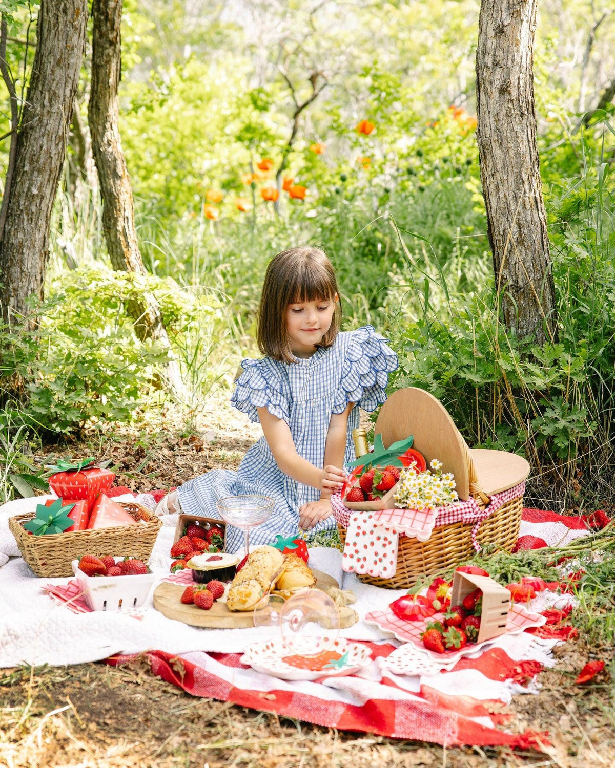 Red Pink Grid Party Plates 8ct - Stesha Party