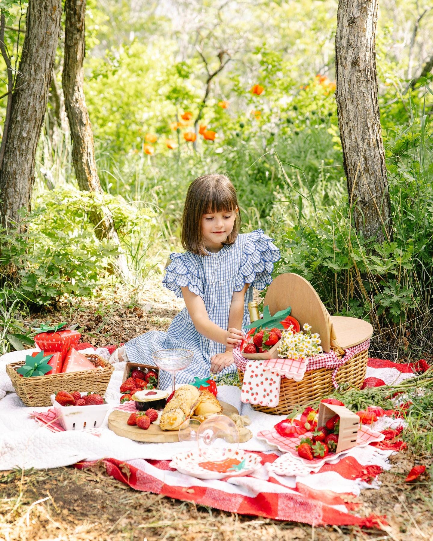 Red Pink Grid Party Plates 8ct - Stesha Party