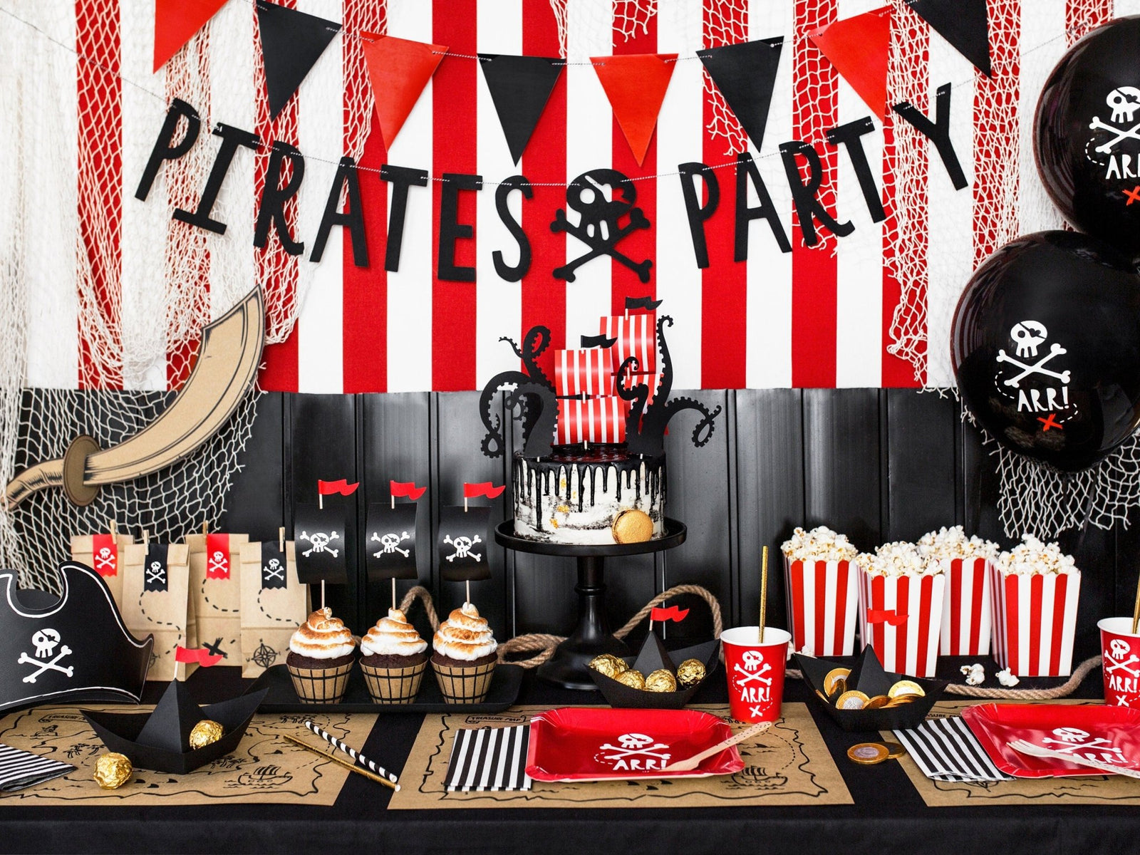Red Pirate Party Cups - Stesha Party