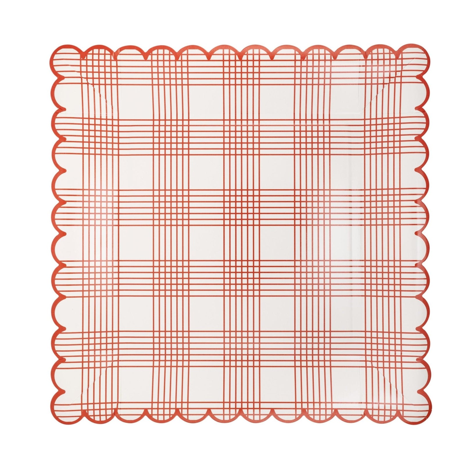 Red Stripe Plaid Plates - Stesha Party
