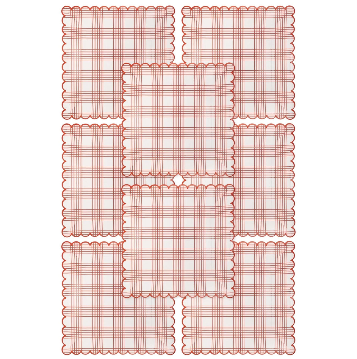 Red Stripe Plaid Plates - Stesha Party