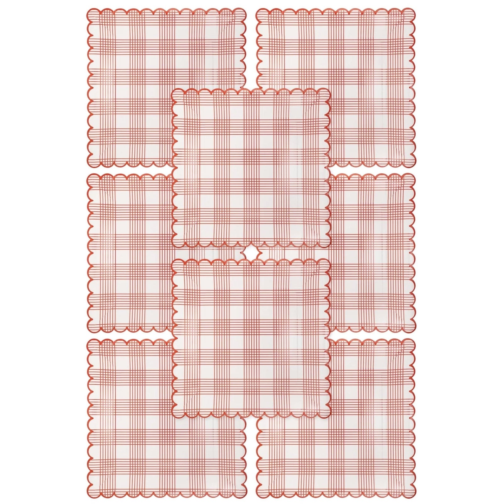Red Stripe Plaid Plates - Stesha Party