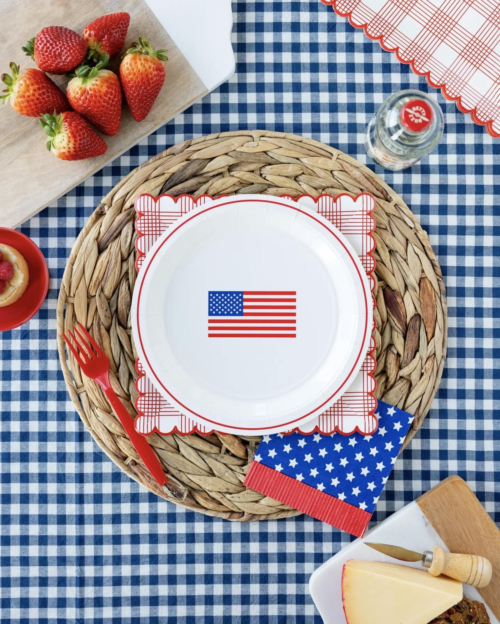 Red Stripe Plaid Plates - Stesha Party