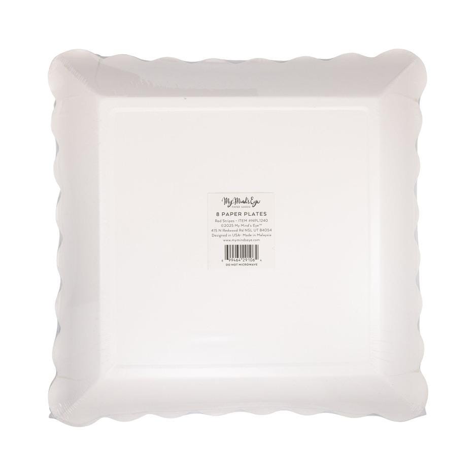 Red Striped Paper Plates 10” - Stesha Party