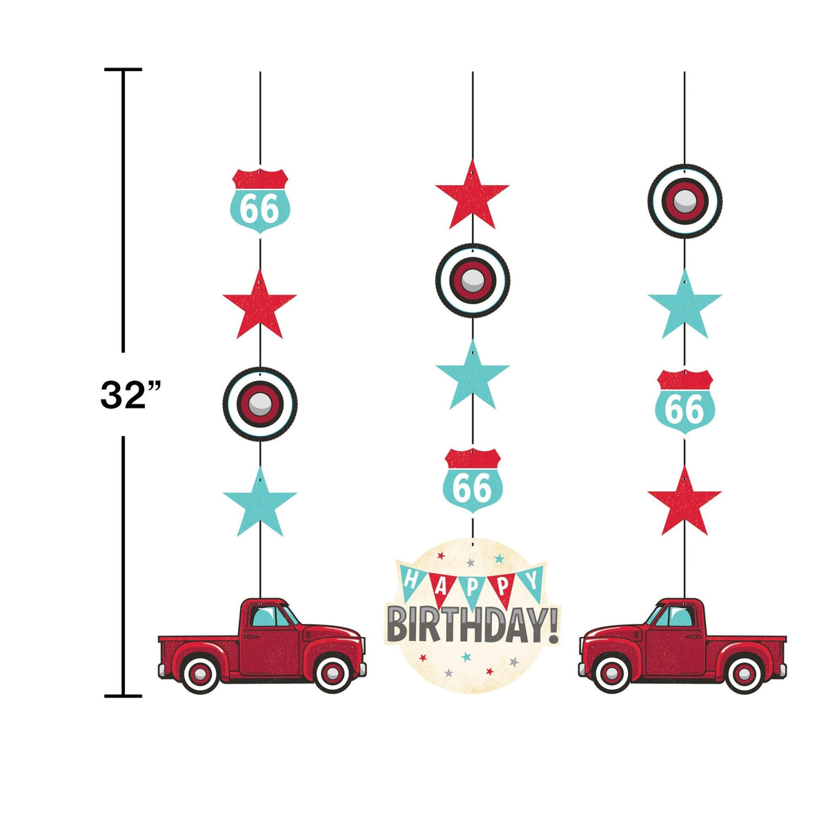 Red Truck Hanging Party Decorations - Stesha Party
