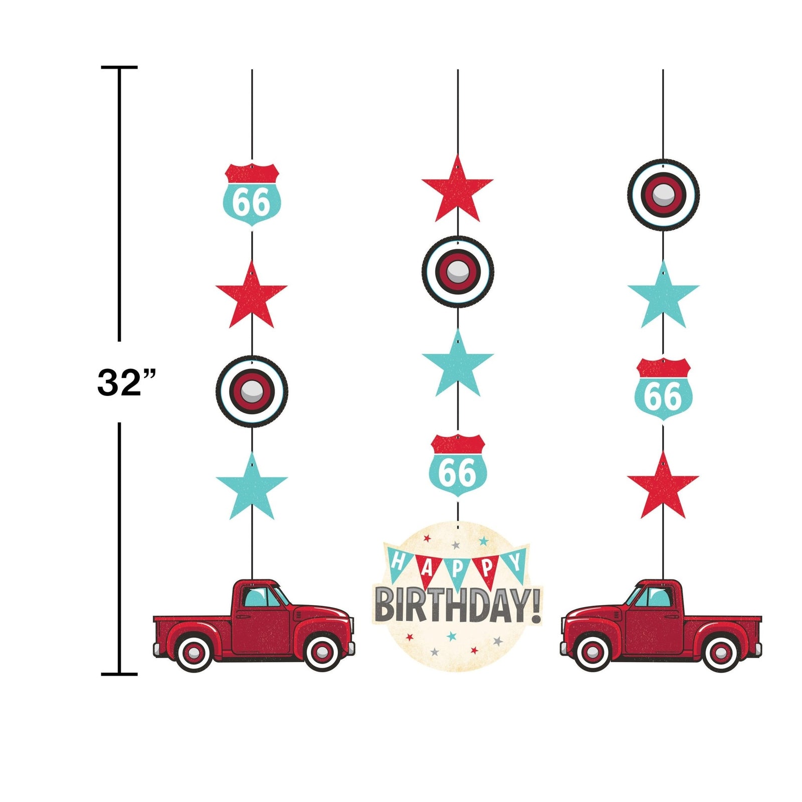 Red Truck Hanging Party Decorations - Stesha Party