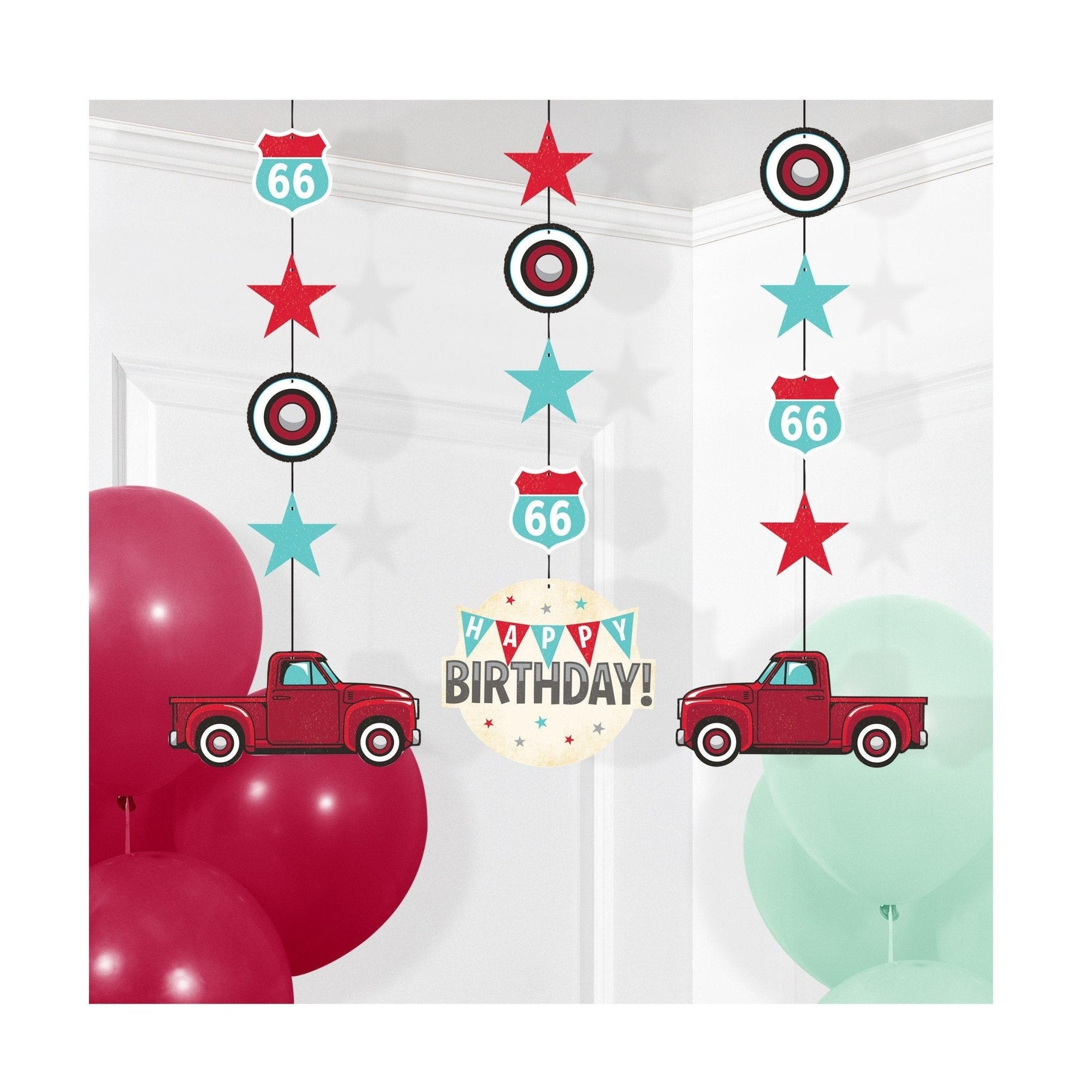 Red Truck Hanging Party Decorations - Stesha Party