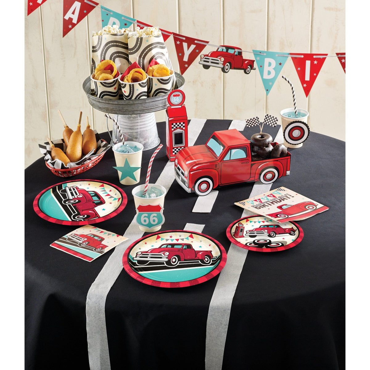 Red Truck Happy Birthday Banner 5.5ft - Stesha Party