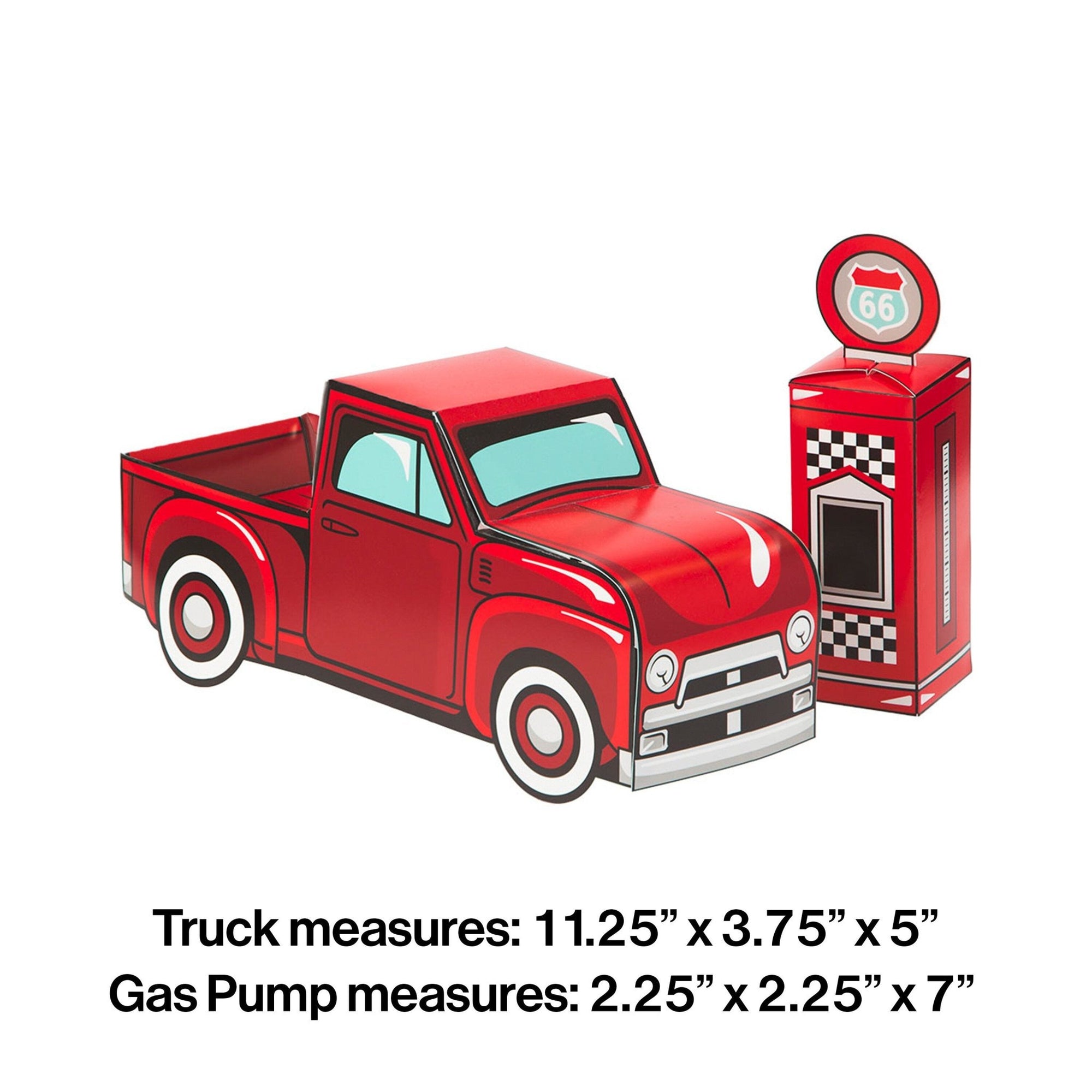 Red Truck Party Centerpiece with Gas Pump 2pc - Stesha Party