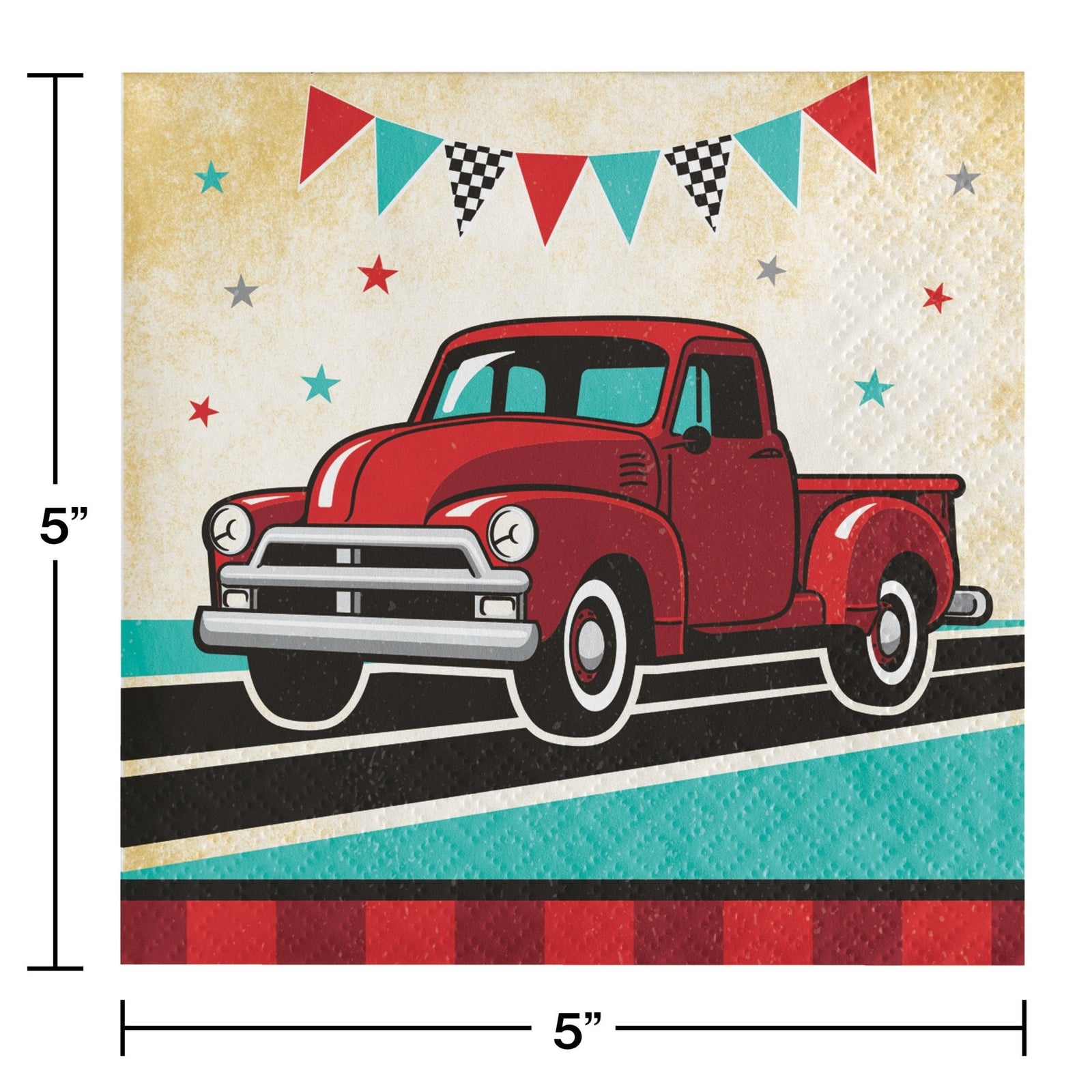 Red Vintage Truck Beverage Napkins - Stesha Party