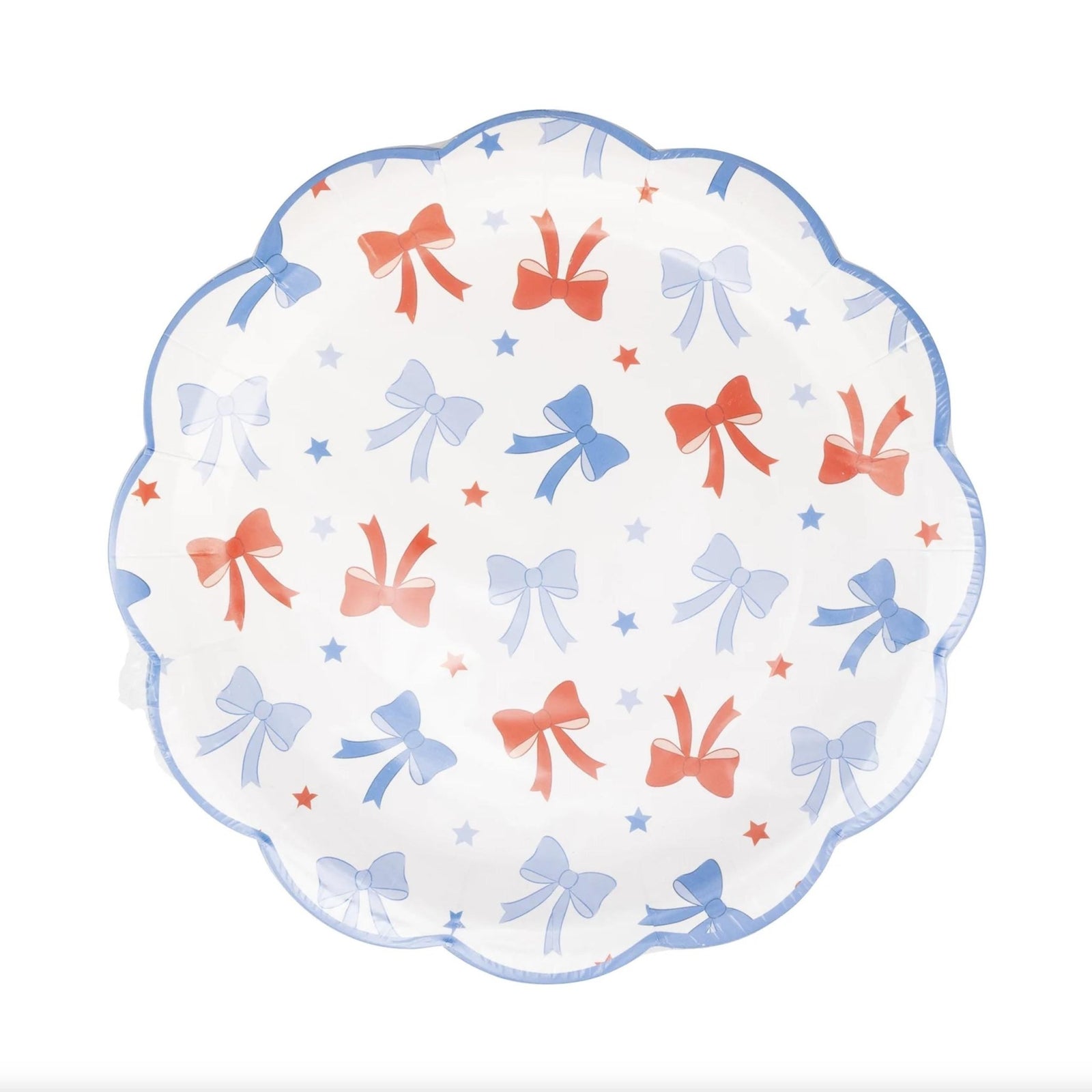 Red White Blue Bow Dinner Plates 8ct - Stesha Party