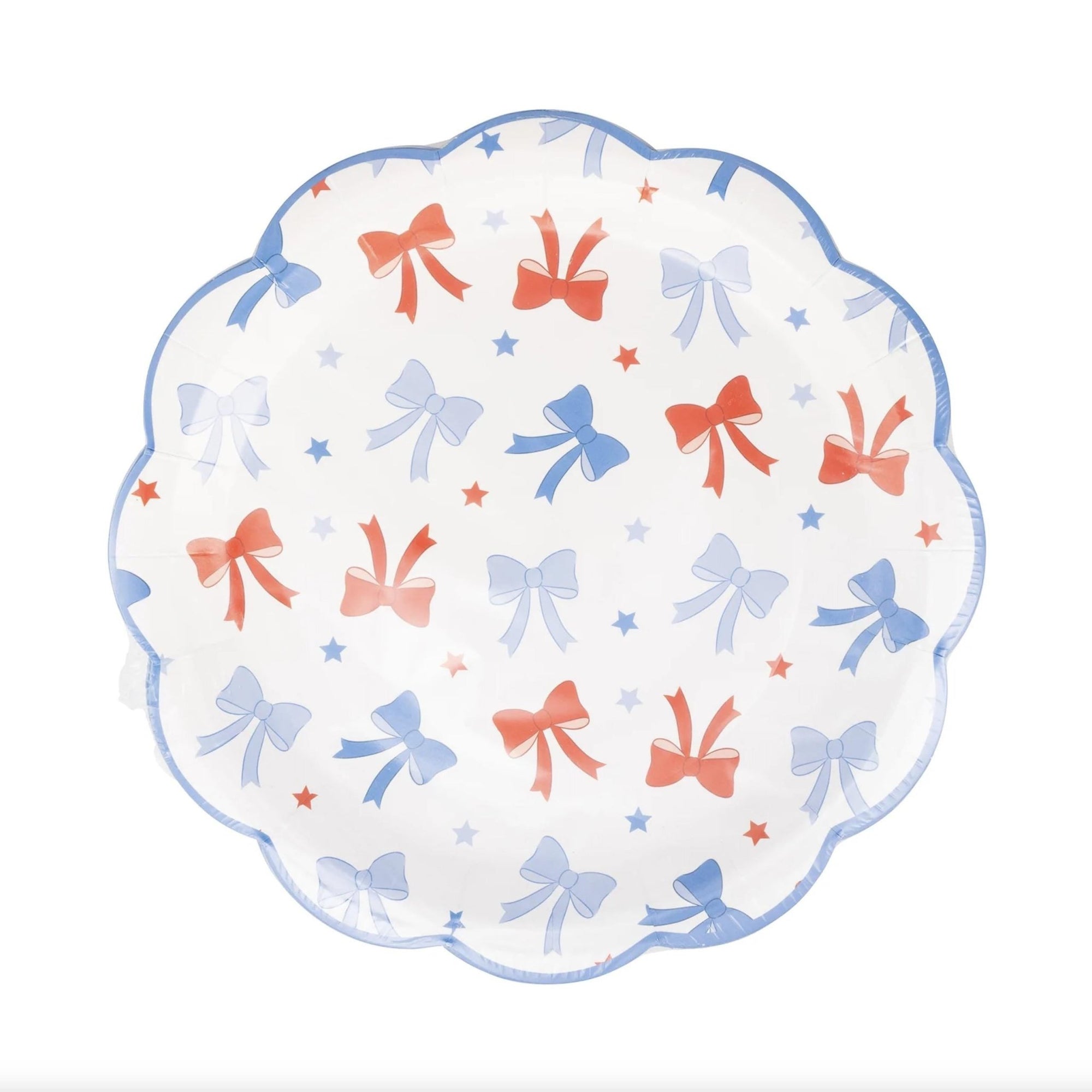 Red White Blue Bow Dinner Plates 8ct - Stesha Party