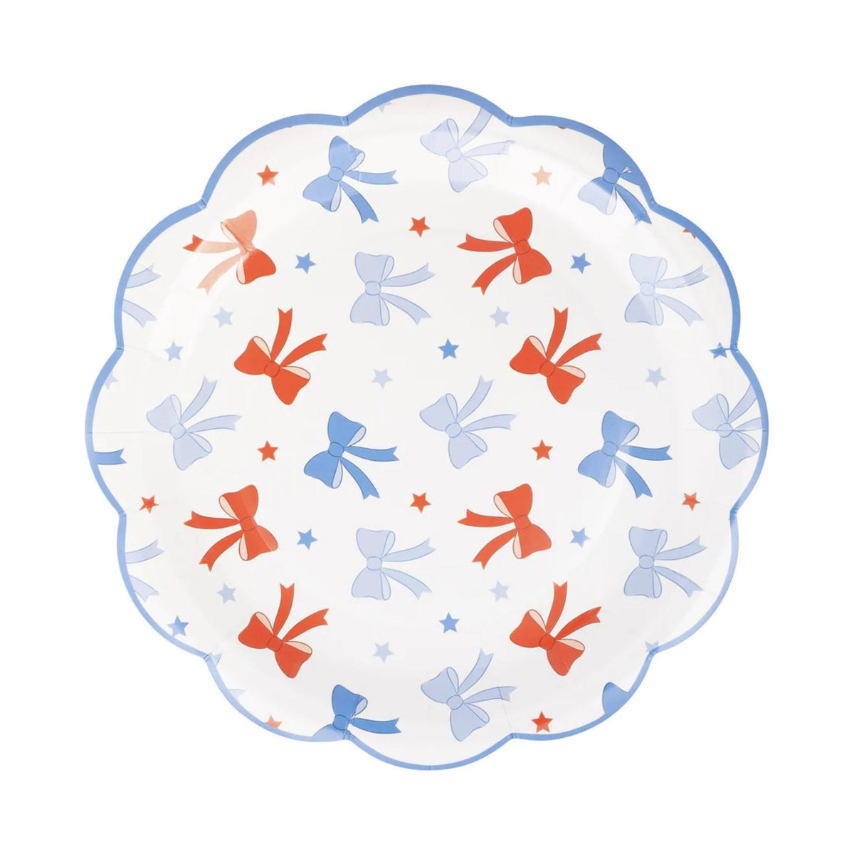 Red White Blue Bow Dinner Plates 8ct - Stesha Party