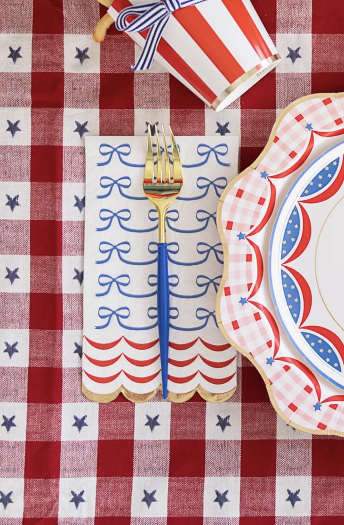 Red, White & Blue Bows Dinner Napkins 20ct - Stesha Party