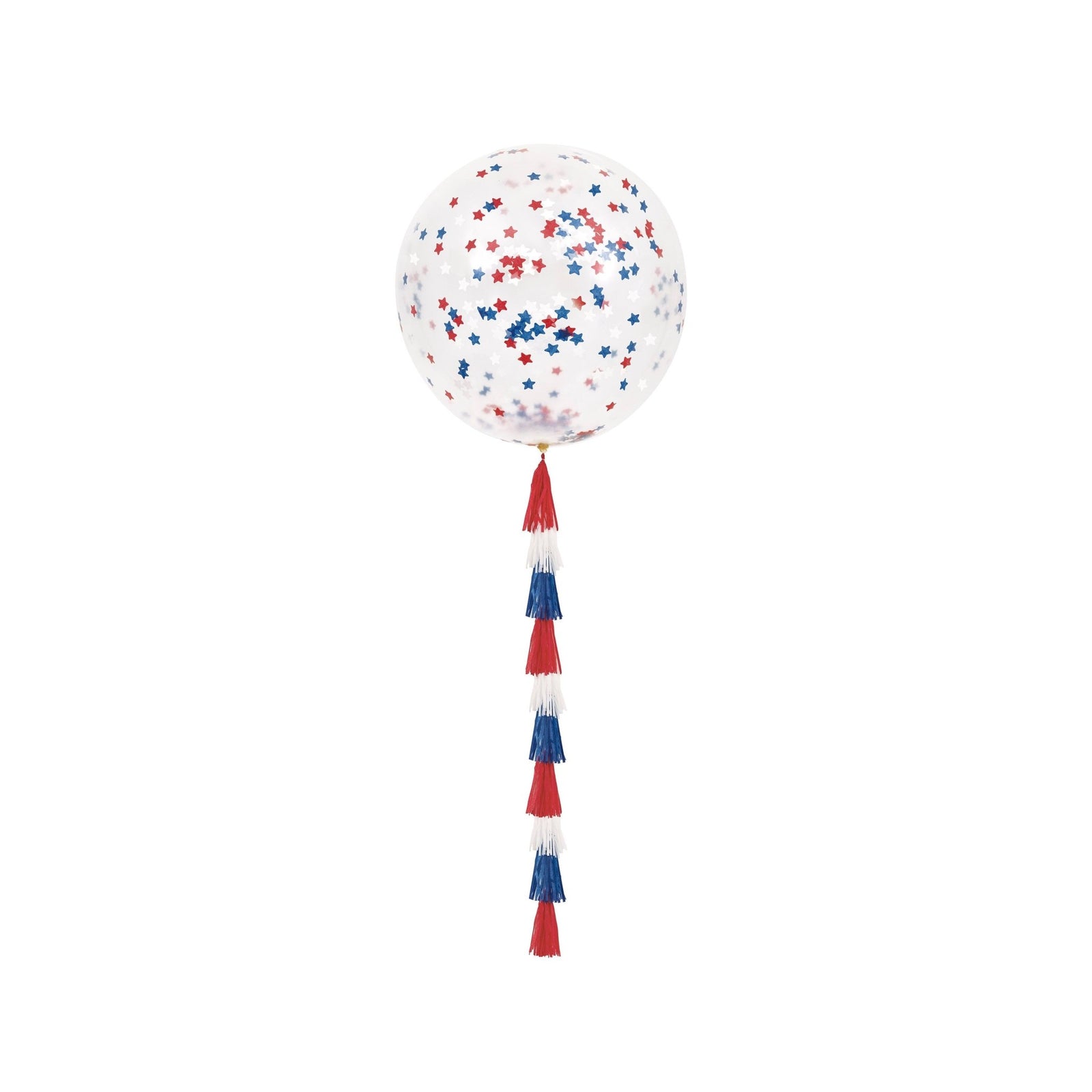 Red White Blue Confetti - filled Latex Balloon with Tassel Tail - Stesha Party