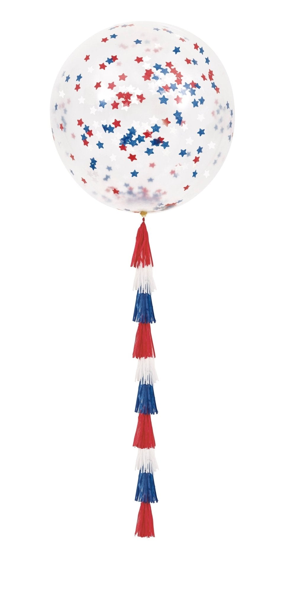 Red White Blue Confetti - filled Latex Balloon with Tassel Tail - Stesha Party