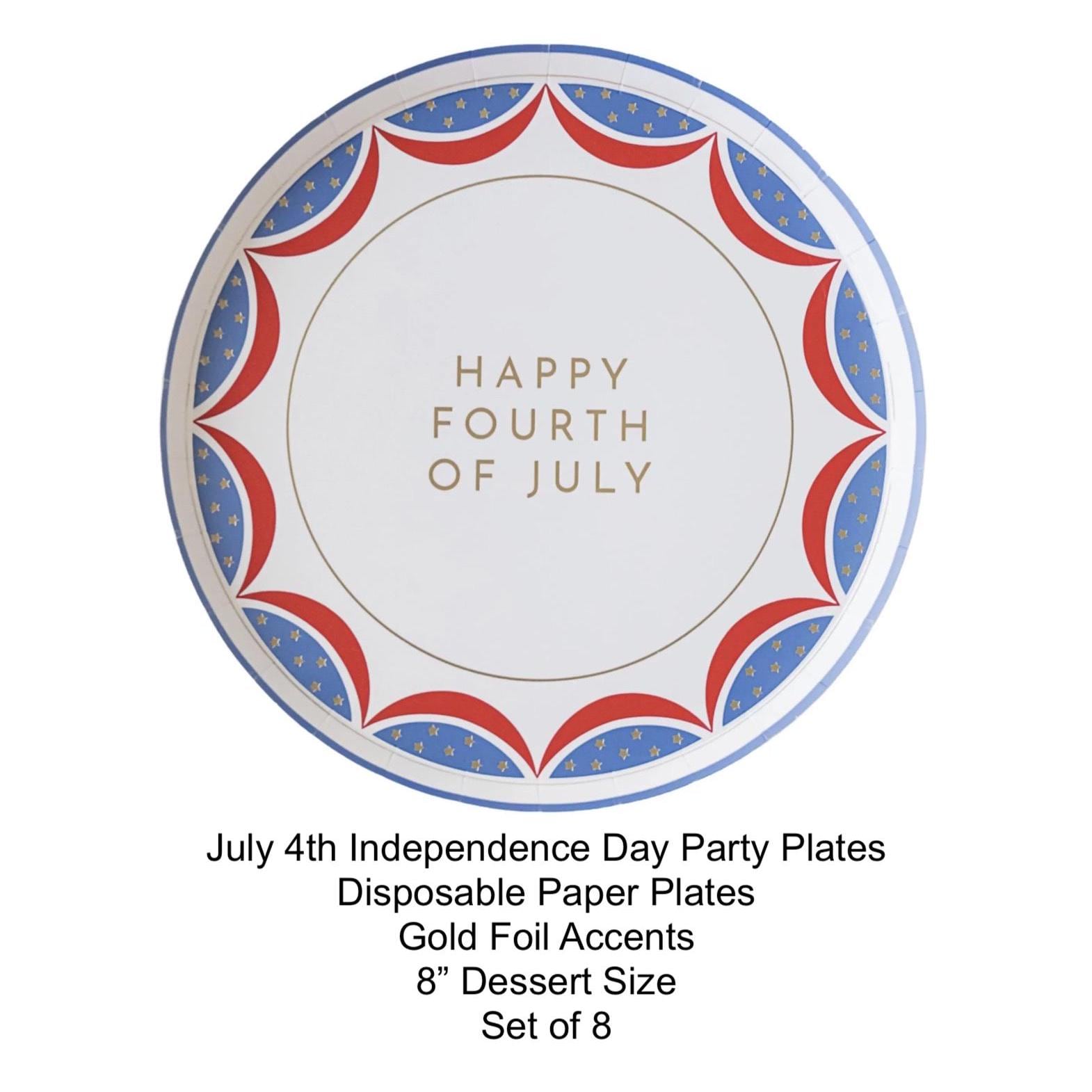 Red, White & Blue Fourth of July Dessert Paper Plates 8ct - Stesha Party