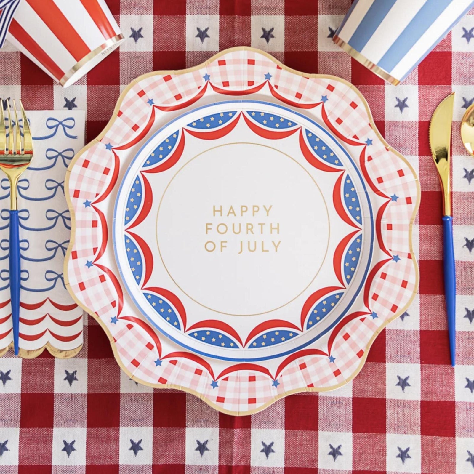 Red, White & Blue Fourth of July Dessert Paper Plates 8ct - Stesha Party