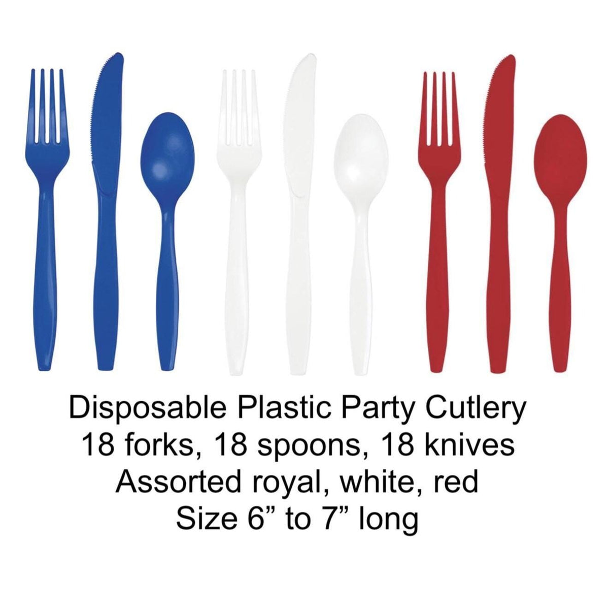 Red White Blue Plastic Cutlery Set for 18 - Stesha Party