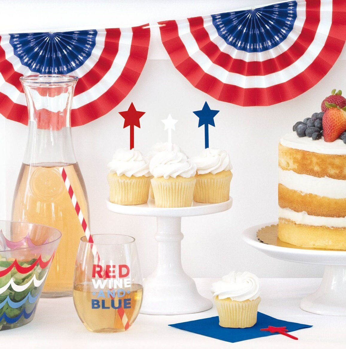 Red White Blue Plastic Star Picks 12ct, - Stesha Party