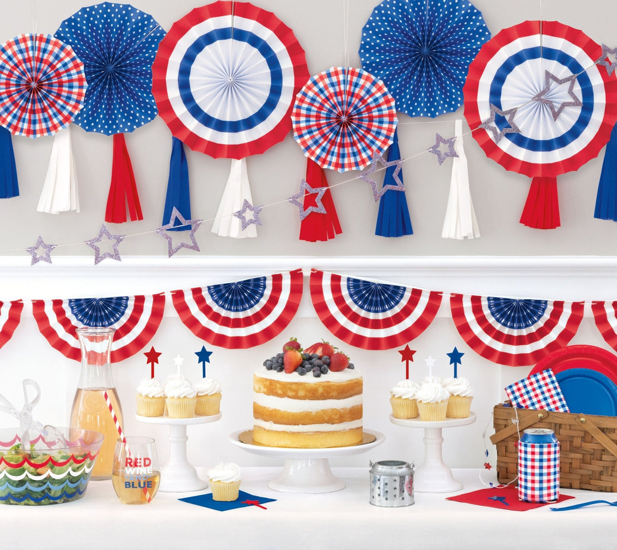 Red White Blue Plastic Star Picks 12ct, - Stesha Party