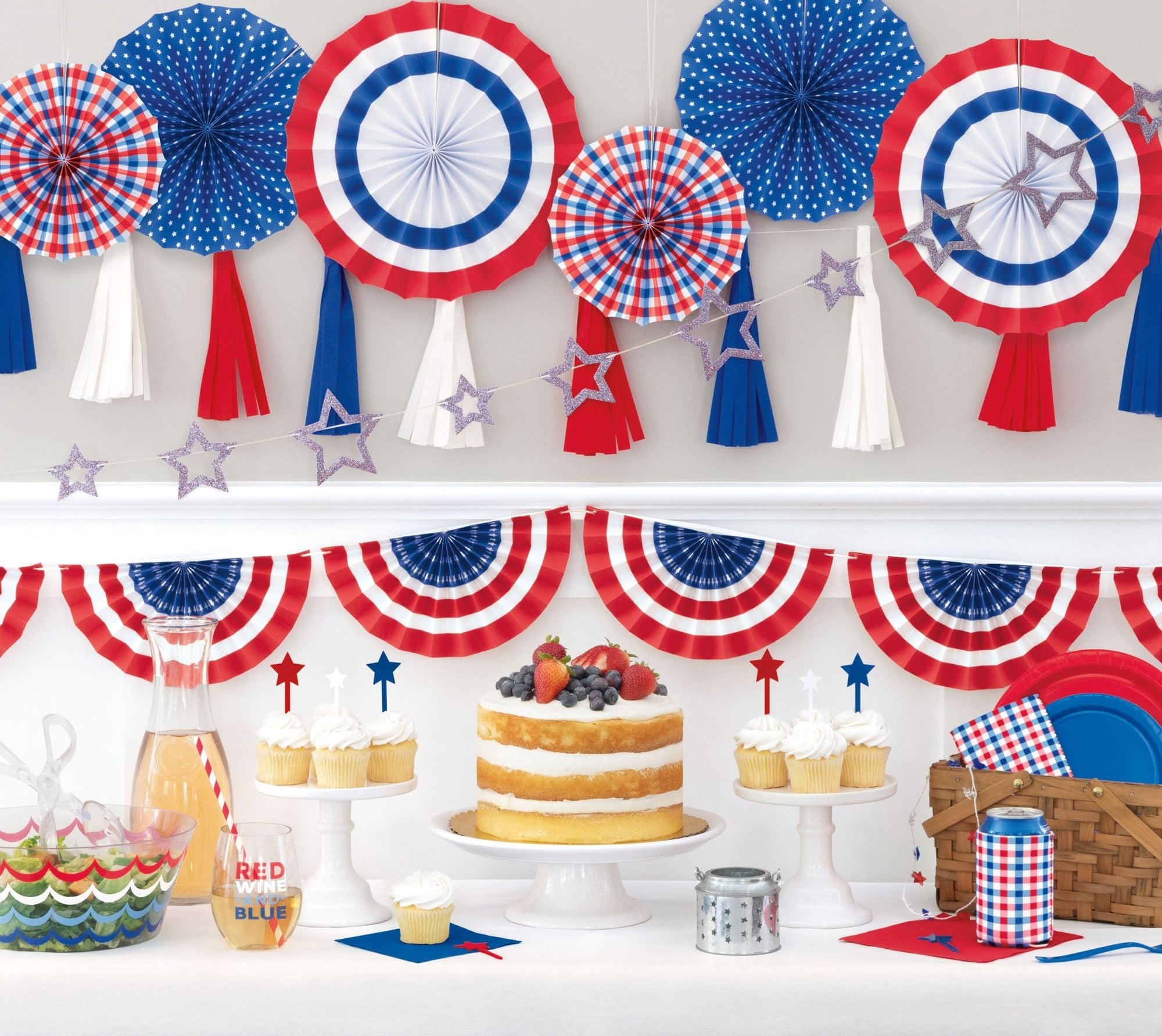 Red White Blue Plastic Star Picks 12ct, - Stesha Party