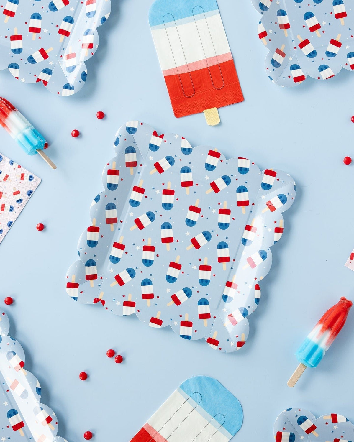 Red White & Blue Popsicle Party Plates - Stesha Party