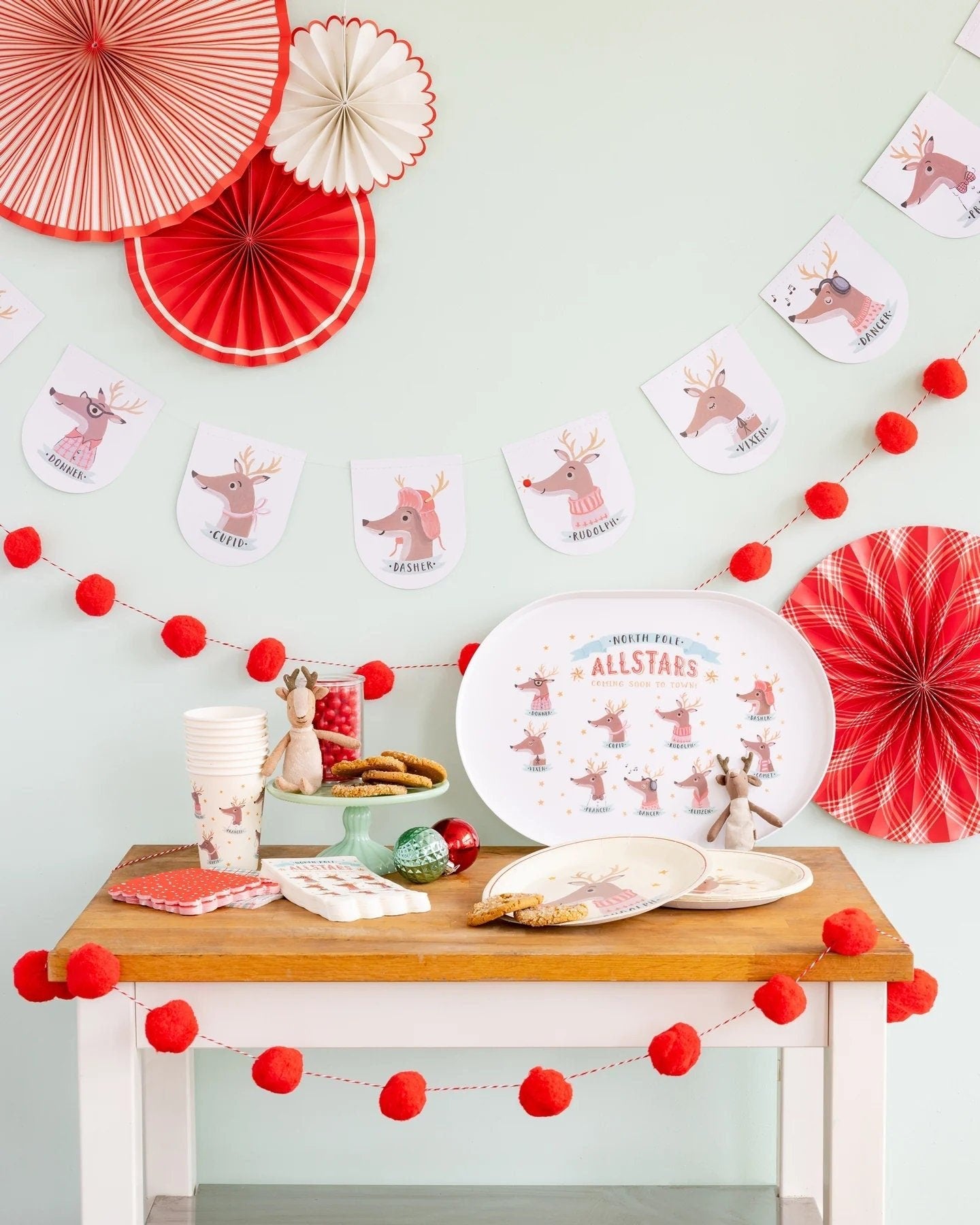 Reindeer & Pom Pom Party Banner Duo - Stesha Party