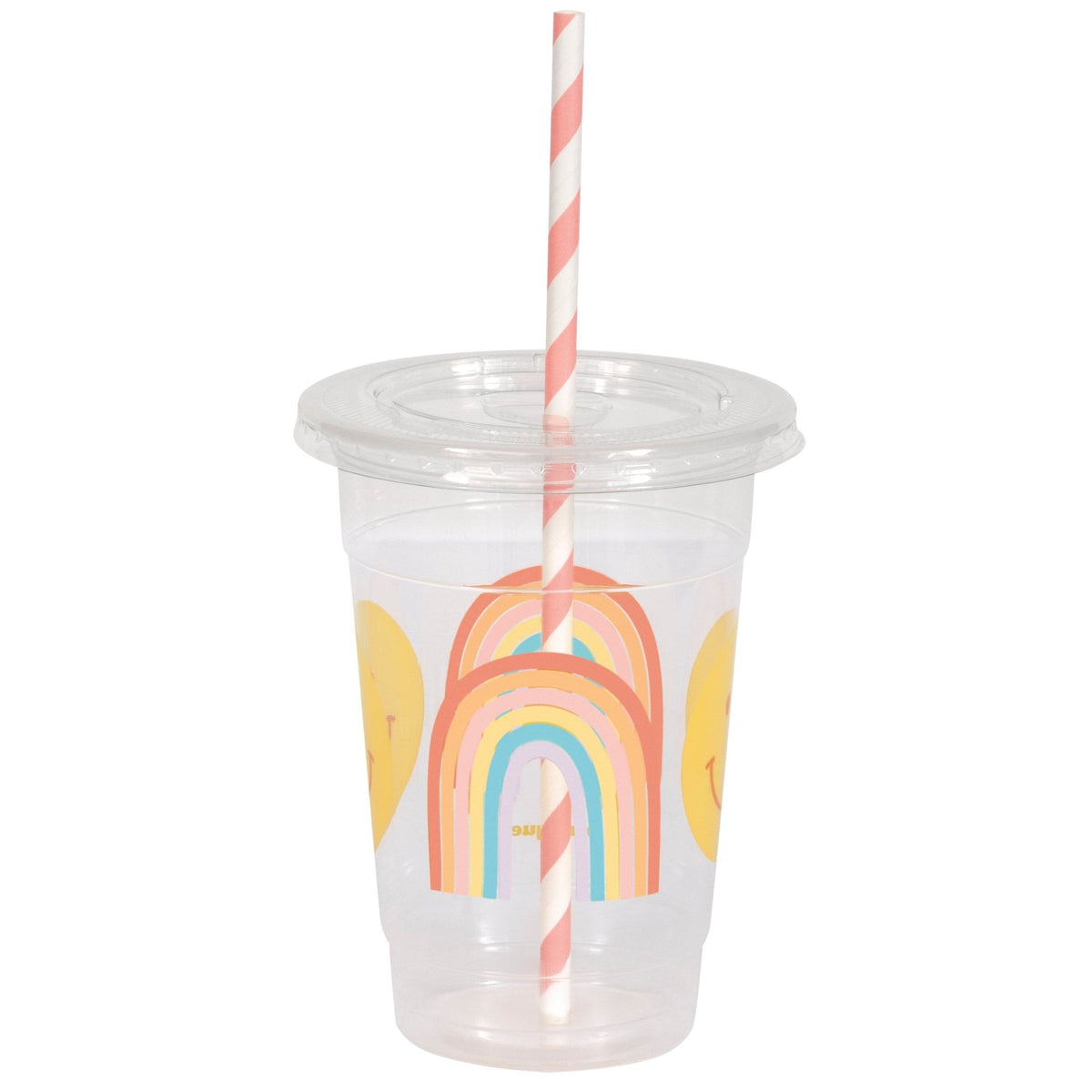 Retro Rainbow Plastic Cups & Straws - Stesha Party