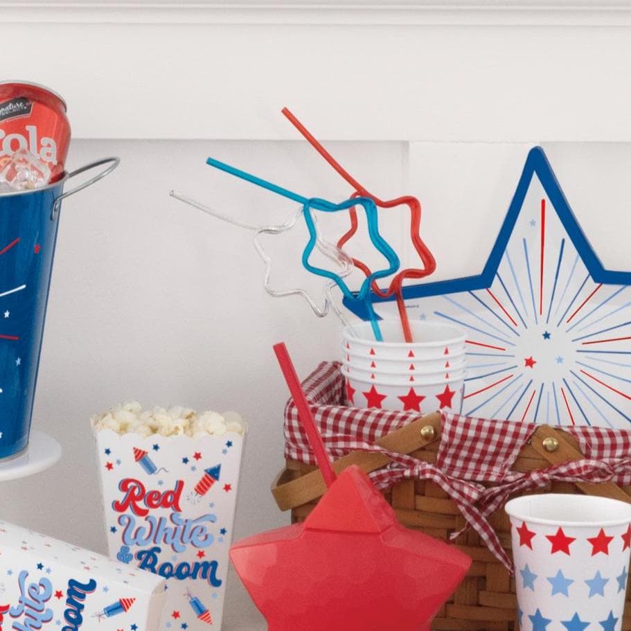 Reusable Star Shaped Plastic Straws 6ct - Stesha Party