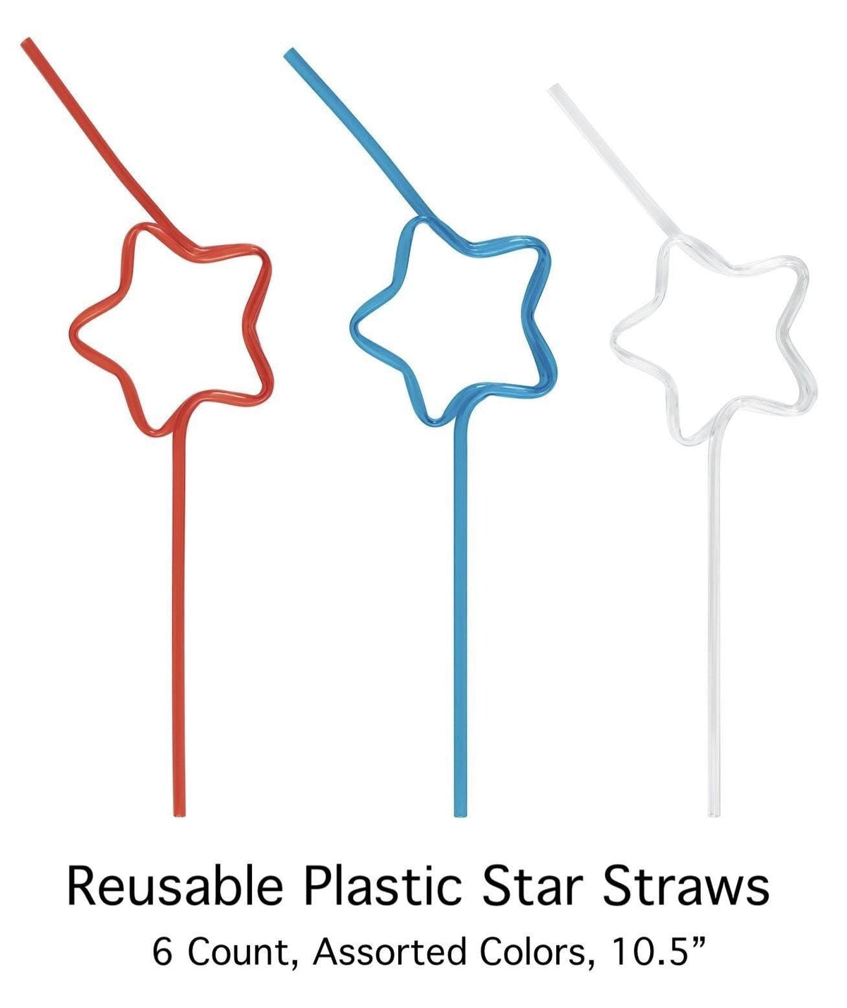 Reusable Star Shaped Plastic Straws 6ct - Stesha Party