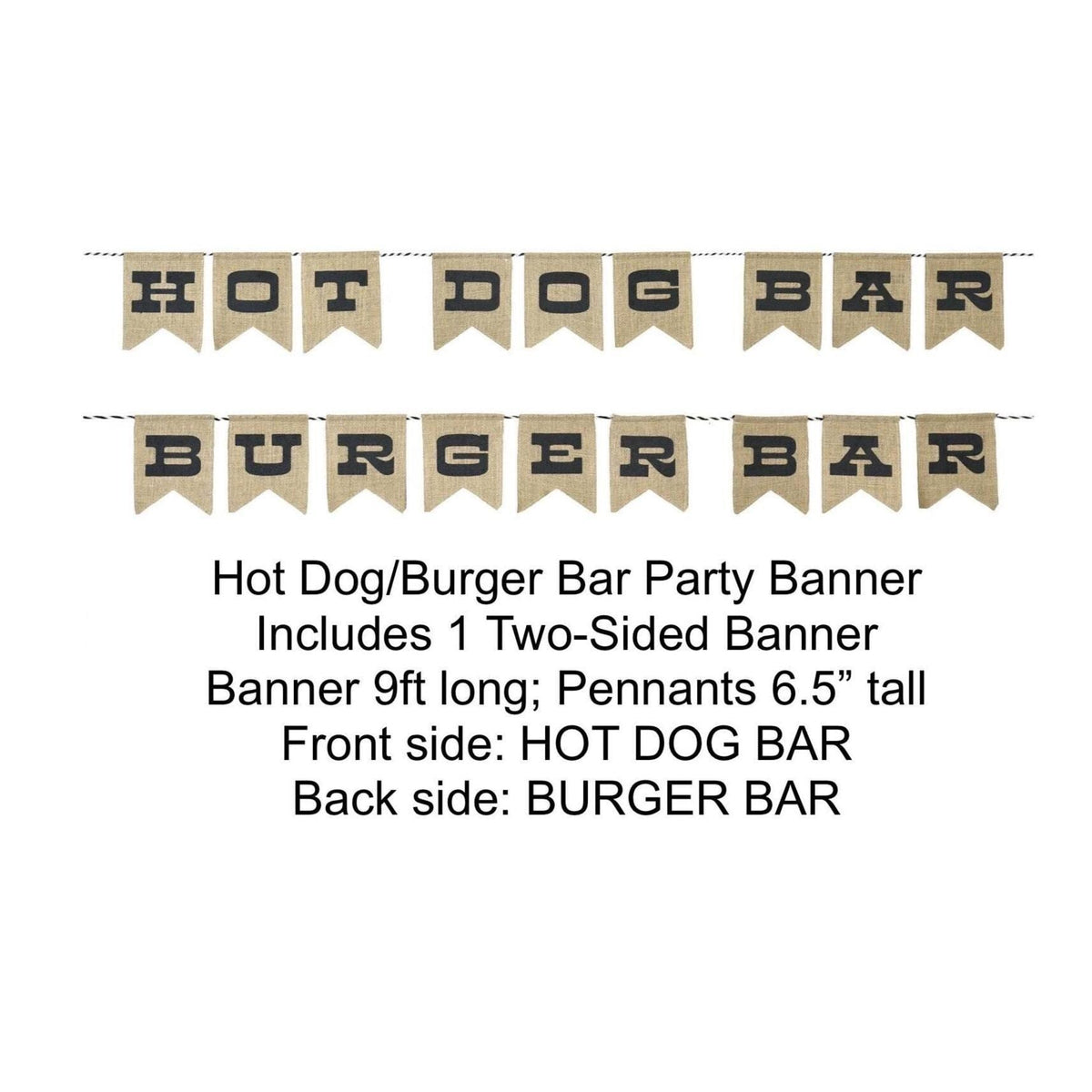 Reversible BBQ Party Burlap Banner 9ft - Stesha Party