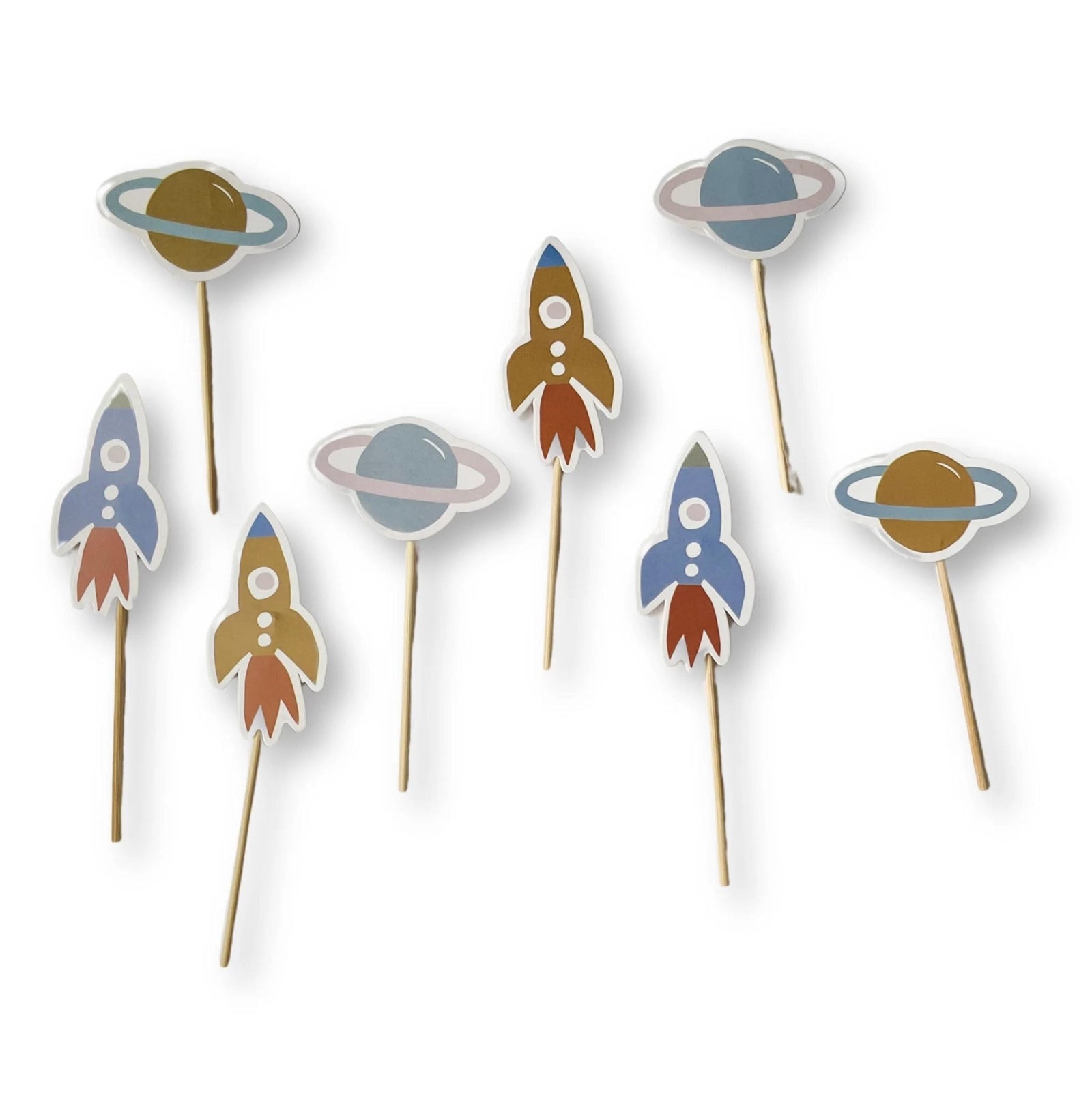 Rocket & Planet Cupcake Toppers 8ct - Stesha Party