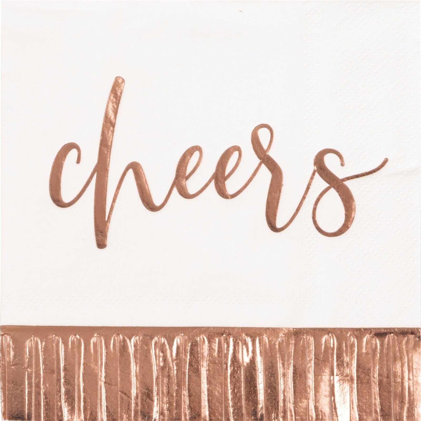 Rose Gold Fringe Cheers Napkins - Stesha Party