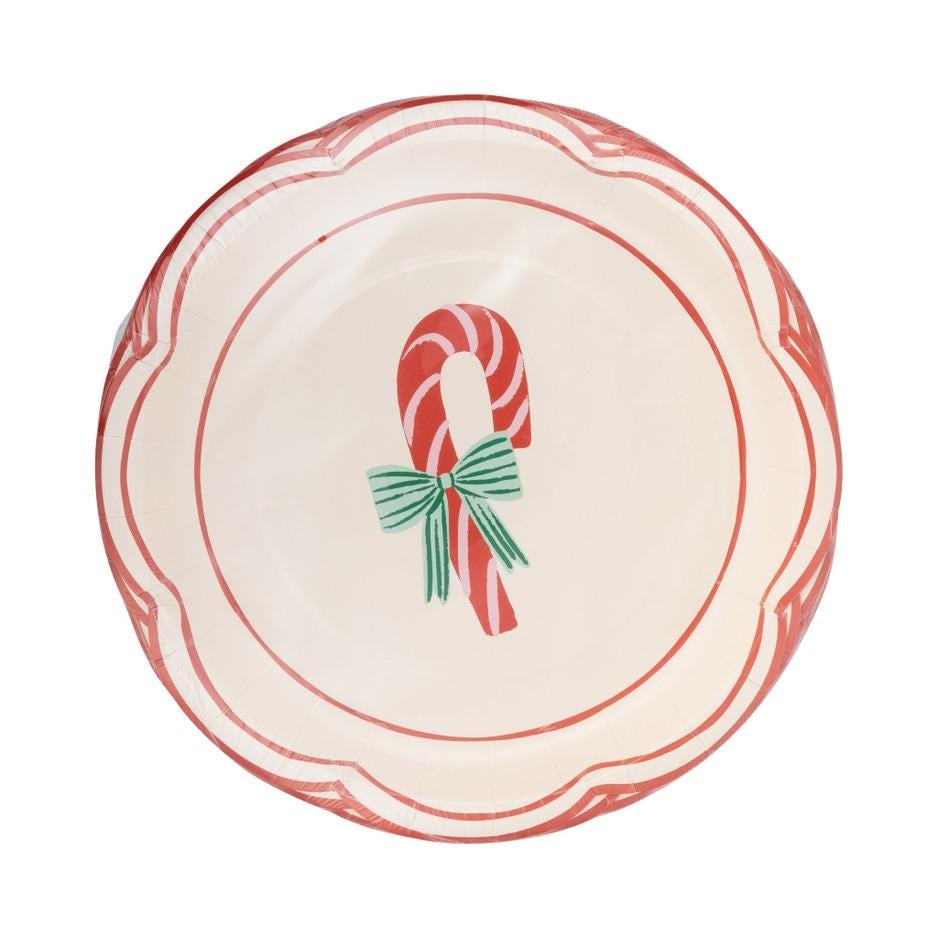 Round Candy Cane Plates - Stesha Party